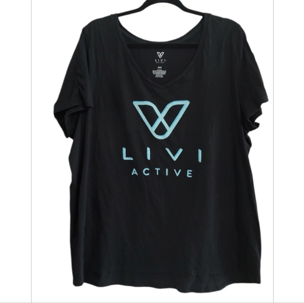 Lane Bryant/Livi Active Black Tee with Blue Logo Size 18/20